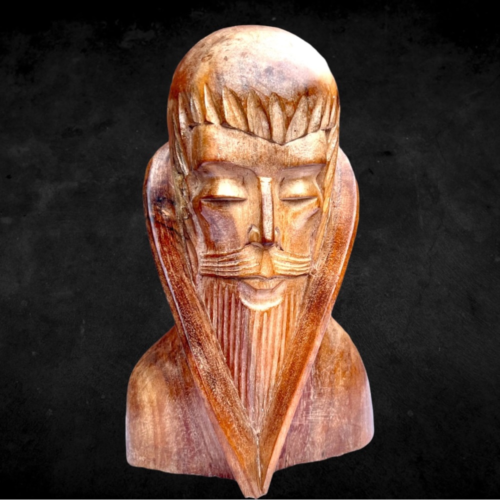 Unique Vintage Hand Carved Wood Man Face Bust/Sculpture